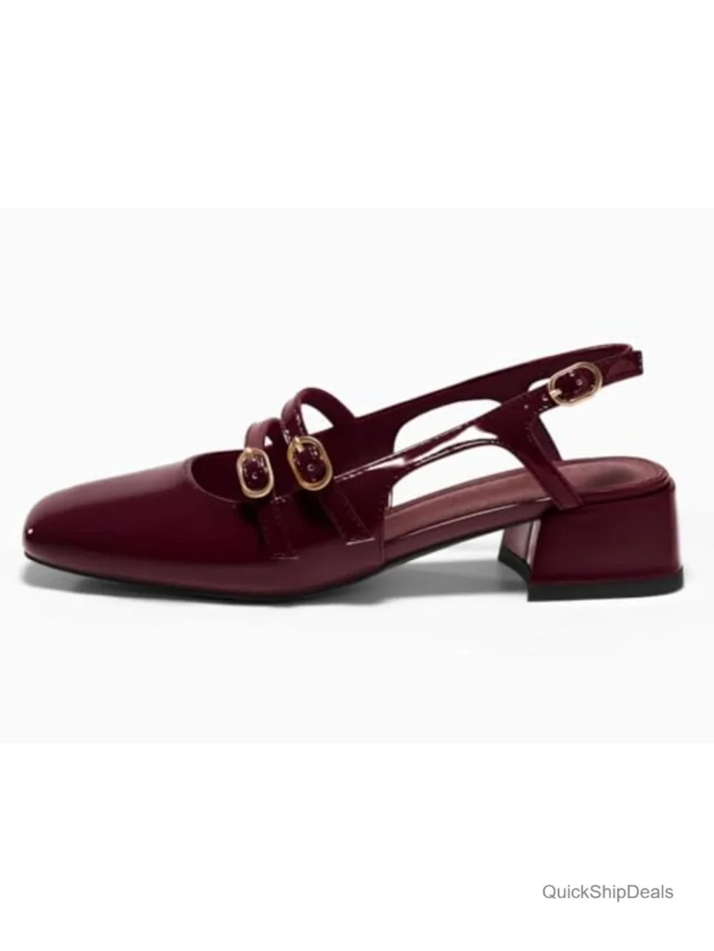 Women's Mary Jane Chunky Low Heels Slingback Pumps Closed Square Toe Dress Shoes